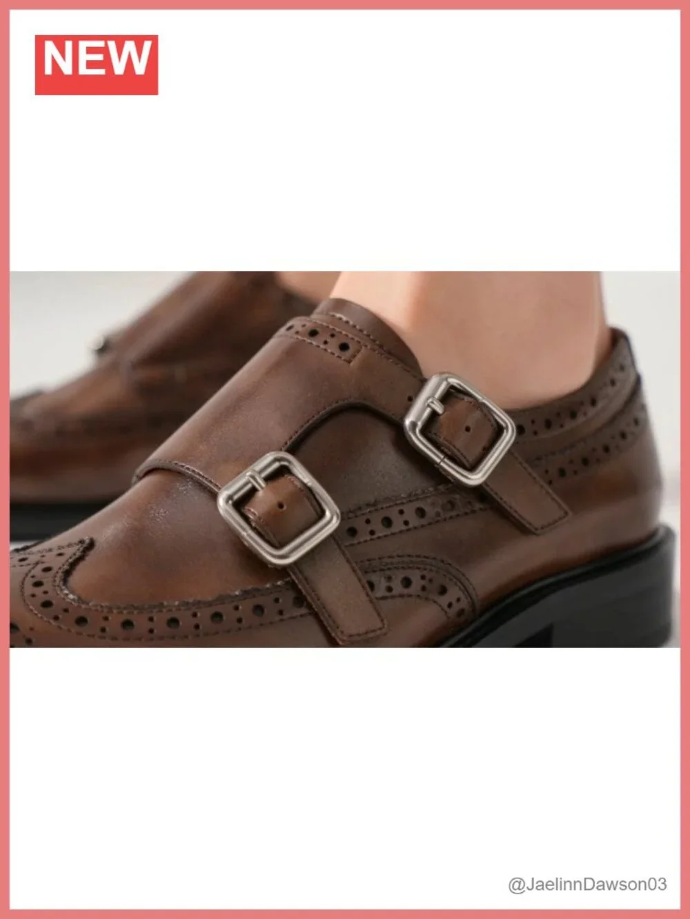 Women's Monk Strap Loafers Calfskin Leather Wingtips Dress Shoes